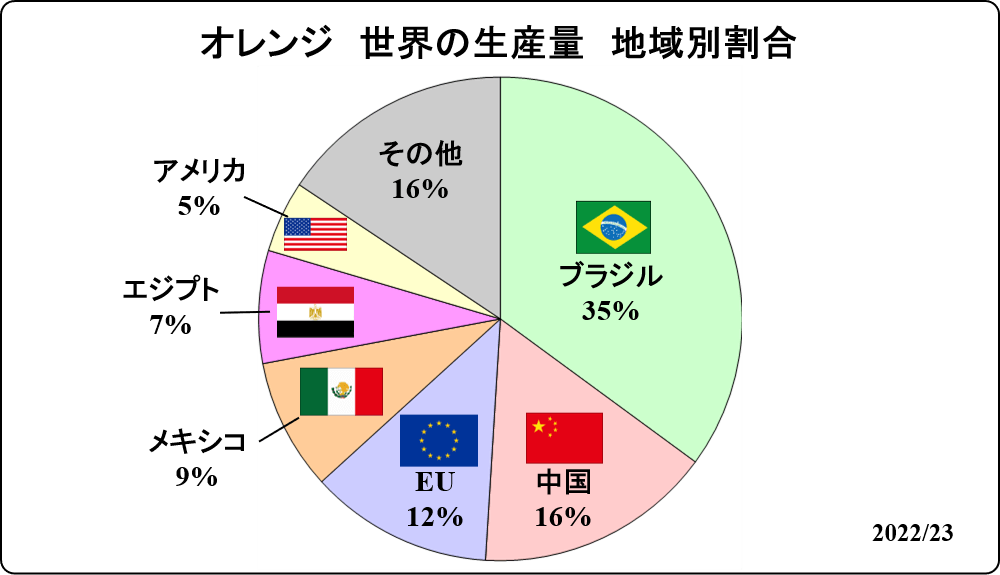 global ratio of orange production_2022