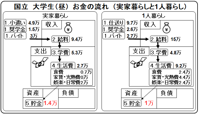 cash flow national university student living alone vs living with parents